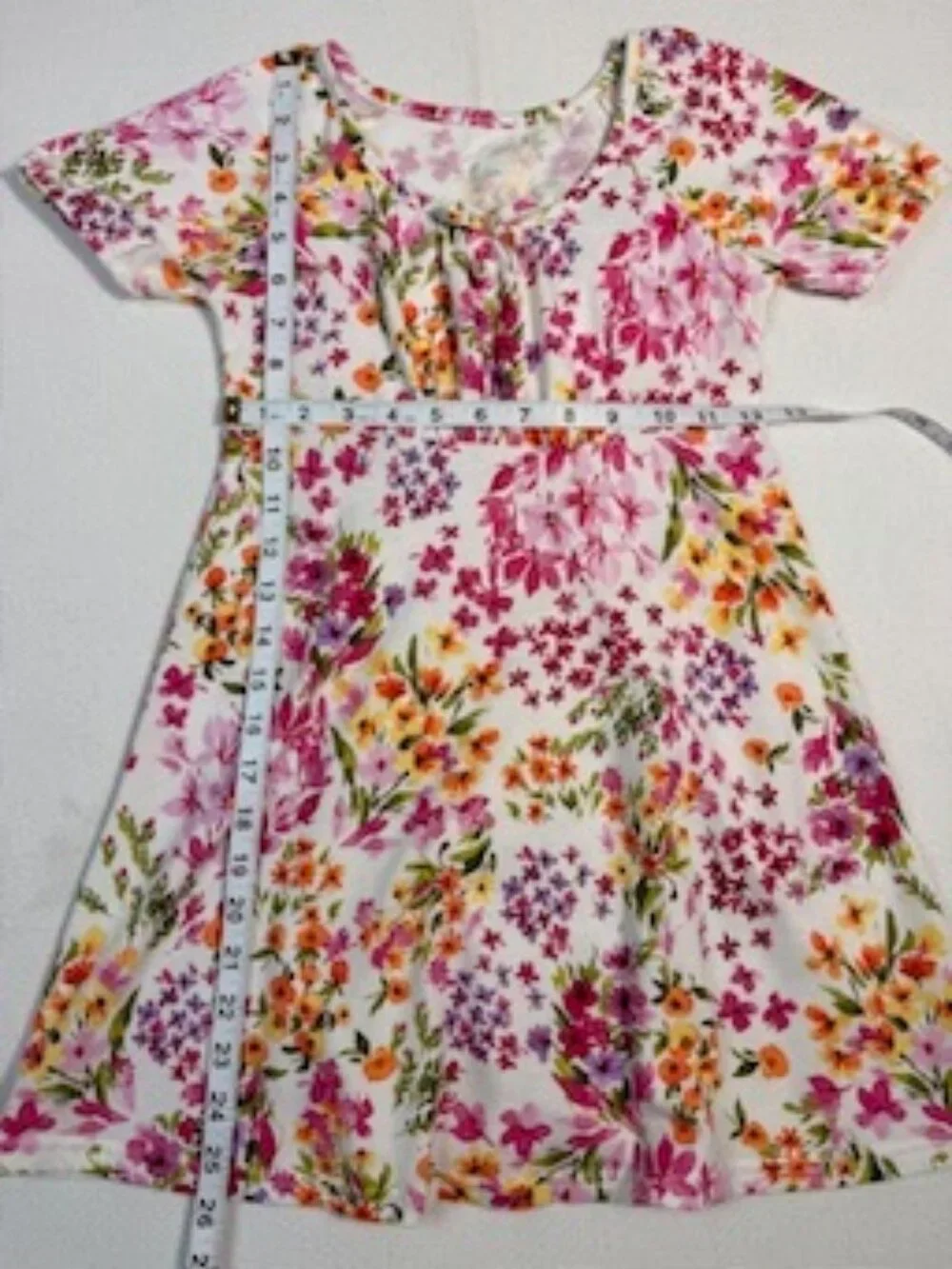 The Children’s Place Girls Floral Dress Pink Multicolor Short Sleeve A-Line